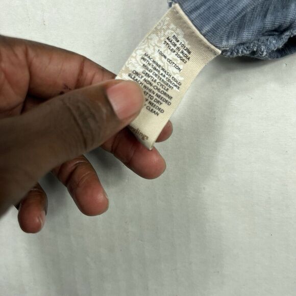 Soft Surroundings Layered Tunic Shirt Washed Blue Short Sleeve Comfort Top SMALL - Picture 8 of 10